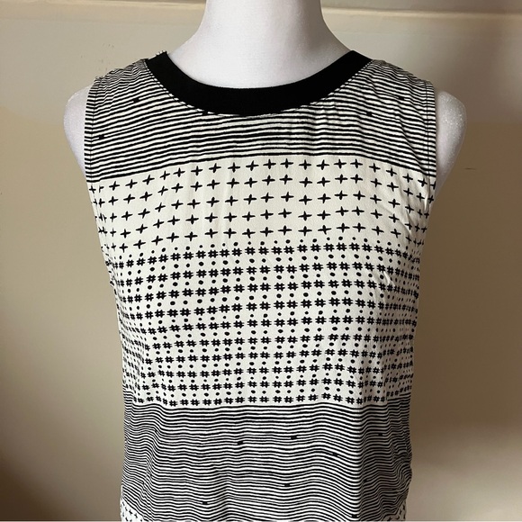 Madewell Refined Sleeveless Black & White Hashtag Stripe Tank Top size XXS - Picture 3 of 8